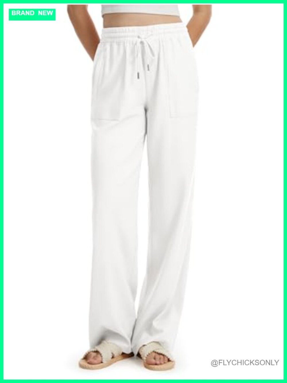 Wide Leg Linen Palazzo Pants Tall 32 34 36 Inseam Pull On Trousers Pockets